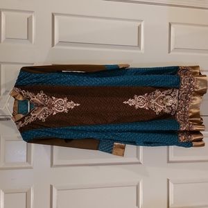 Salwar Kameez - Brown Blue Color - Medium Size